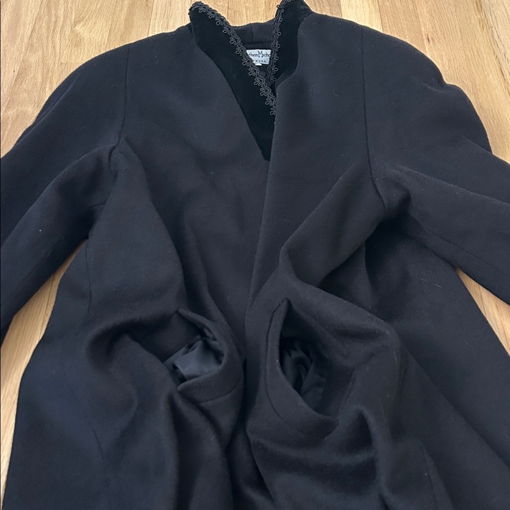Jonathan Michael Velvet Trim Wool Nylon Black Coat Women’s Size 8 - Picture 13 of 17